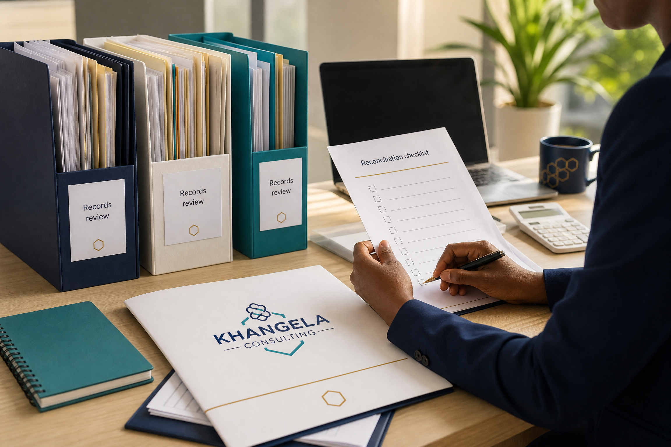 Organised financial records being reviewed for a clean-up